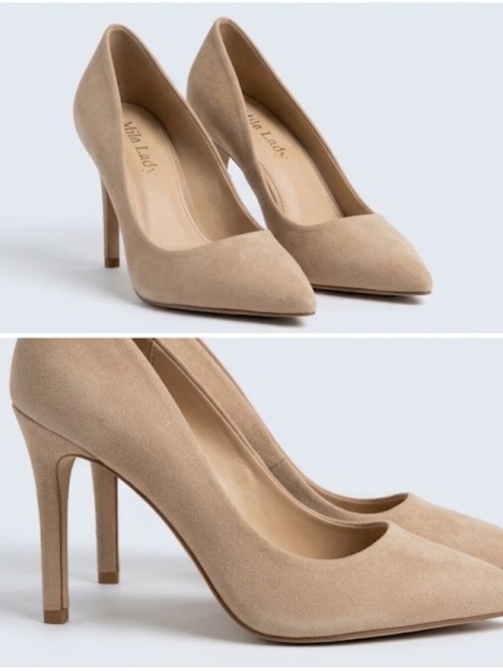 Mila Lady Nude Suede Pointed Toe High Heel Pumps Size 9